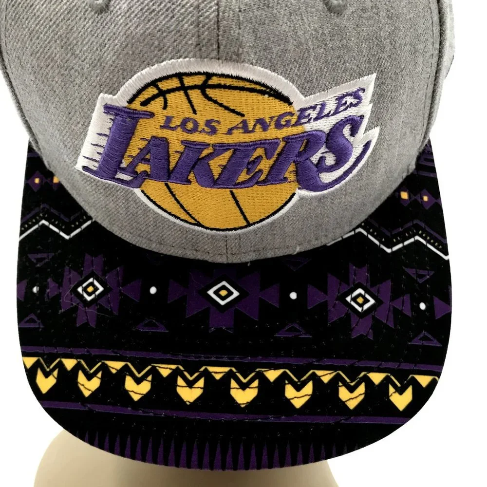 Los Angeles Lakers Hardwood Classics Gray Black‎ Snapback Hat Cap Embroidered
